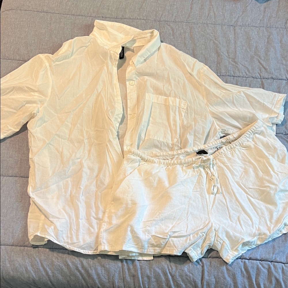 H&M White Shirt and Shorts Set
